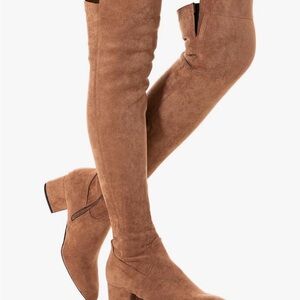 Tan Suede Over-the-Knee Boots